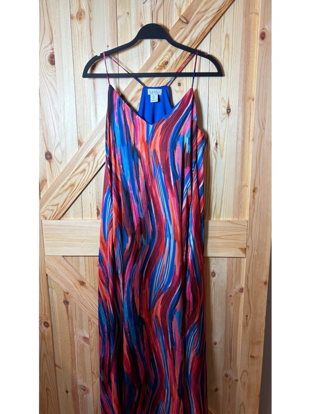Nicole Miller New York Colorful Striped Maxi Dress Size LG
